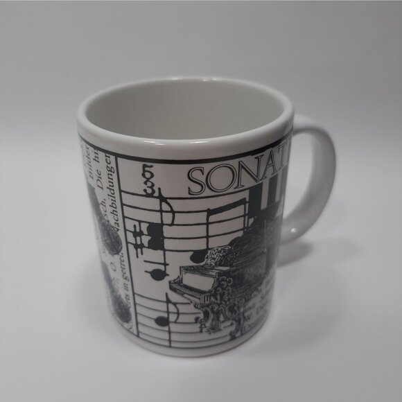 Schubert Design Coffee Mug Classical Music Notes Piano Motif Handle Cup - Picture 6 of 10